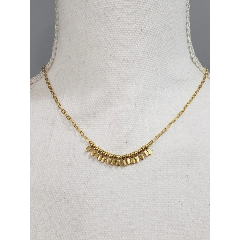 Madewell DAINTY TINY Geochain Necklace gold tone thin skinny geometric abstract